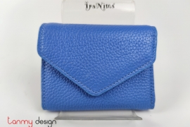 Blue button leather wallet
